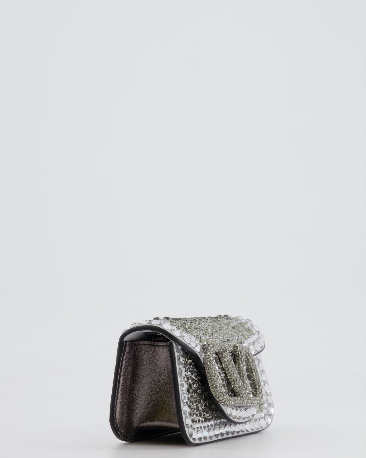 Valentino Silver Micro Logo Chain Bag with Rhinestones and Silver Hardware RRP £2,000
