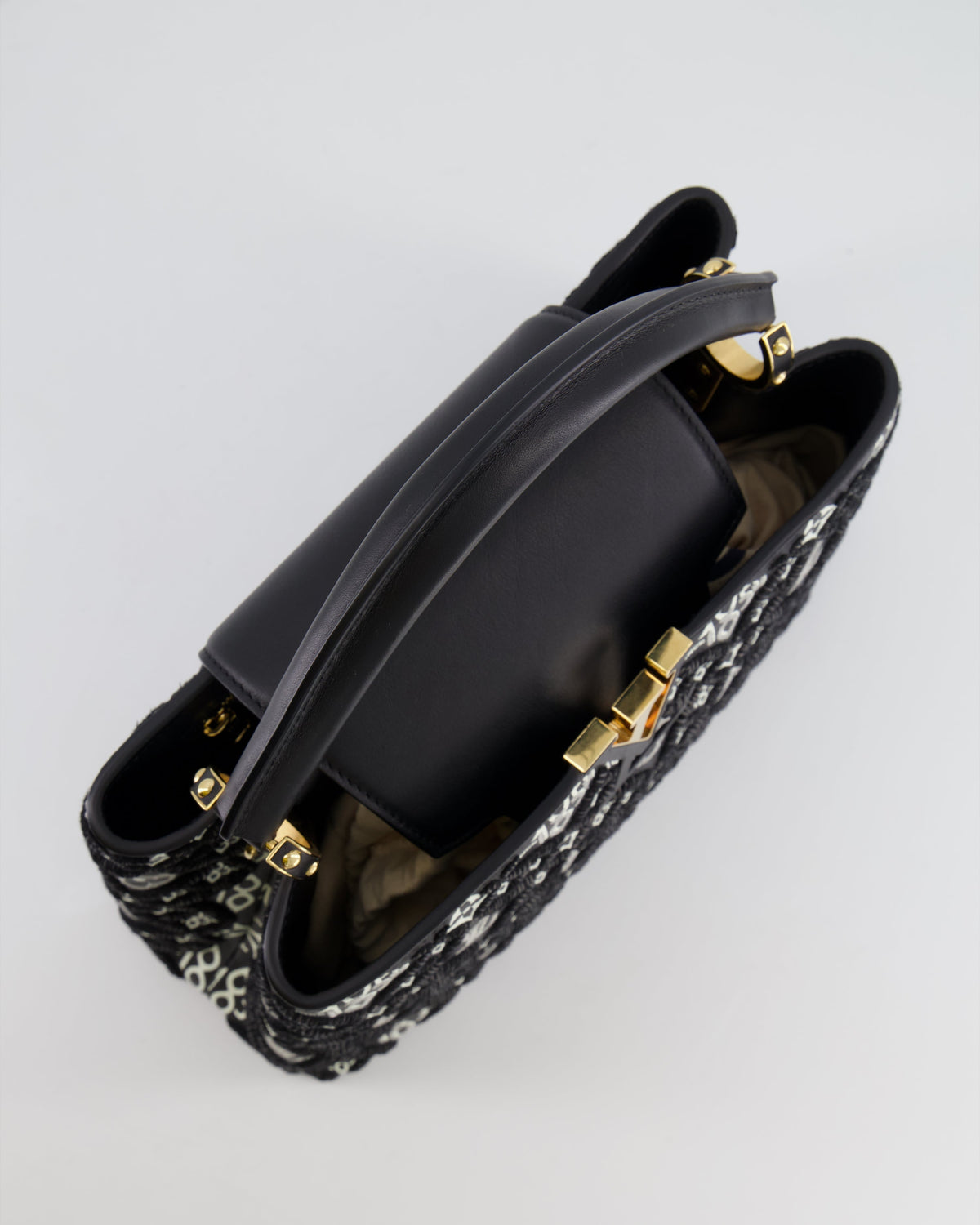 Louis Vuitton Limited Edition Since 1854 Monogram Capucines MM Bag in Black Calfskin and Embroideries with Gold Hardware