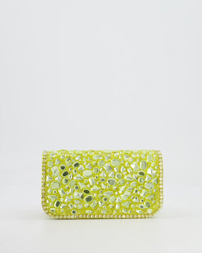 *HOT* Valentino Lime Small Loco Bag with Crystal Embellishments and Silver Hardware RRP £3,250
