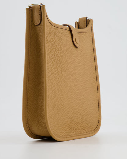 Hermès Mini Evelyne 16 Bag in Biscuit Clemence Leather with Palladium Hardware