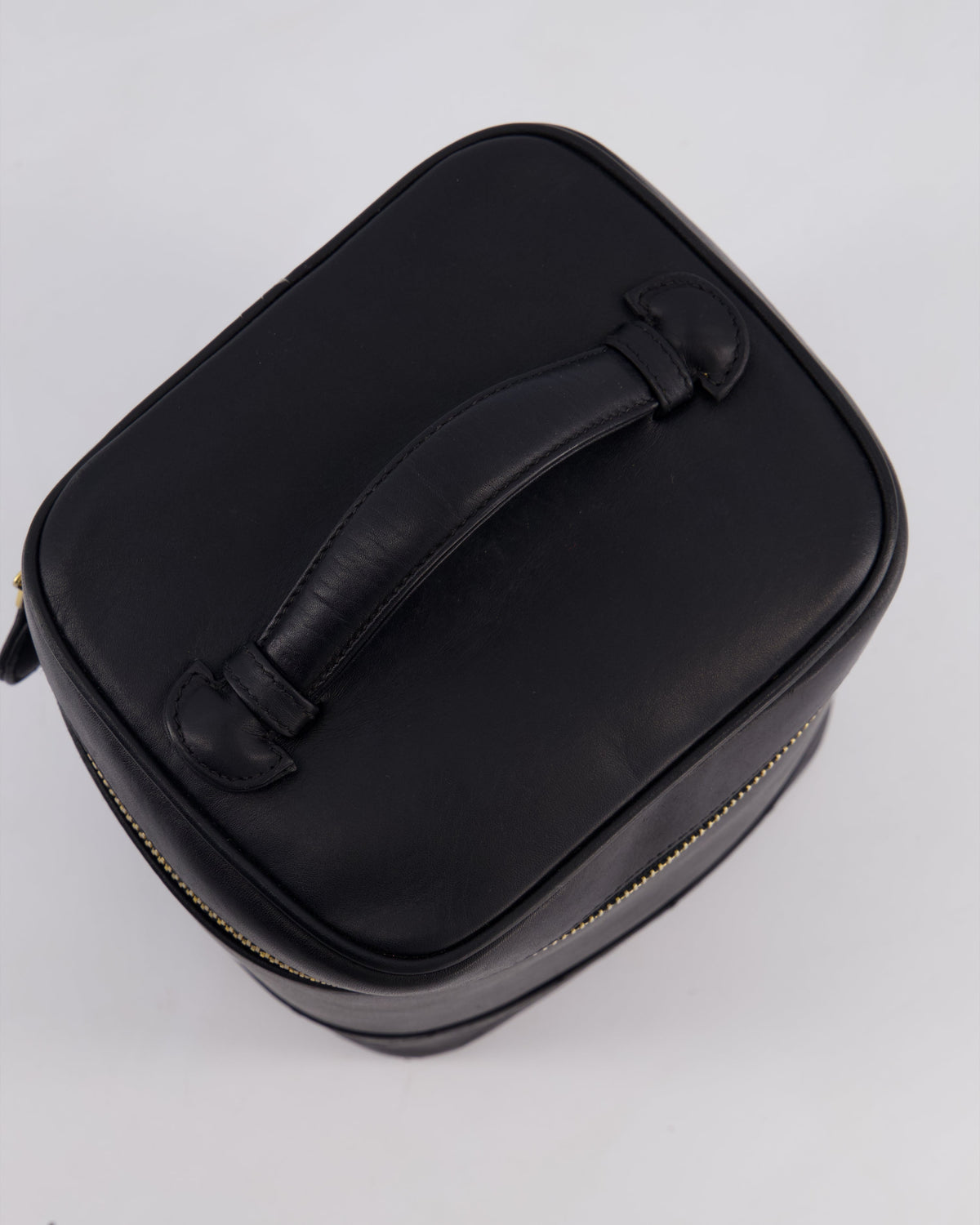 Chanel Black Vintage Leather Vanity Case with 24K Gold Hardware