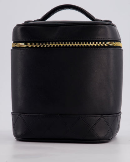 Chanel Black Vintage Leather Vanity Case with 24K Gold Hardware