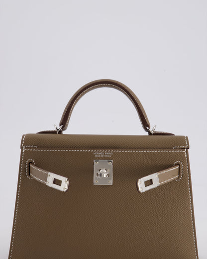 *HOT* Hermes Mini Kelly II 20cm in Etoupe Epsom Leather with Palladium Hardware