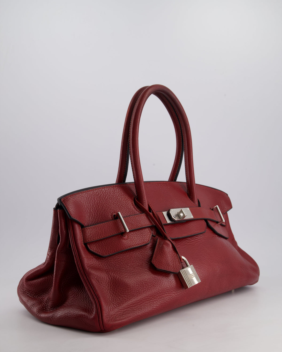 *COLLECTORS* Hermes Shoulder Birkin JPG Bag in Rouge H Clemence Leather with Palladium Hardware