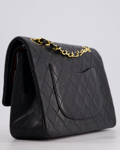 Chanel Vintage Black Medium Classic Double Flap Bag in Lambskin Leather with 24k Gold Hardware