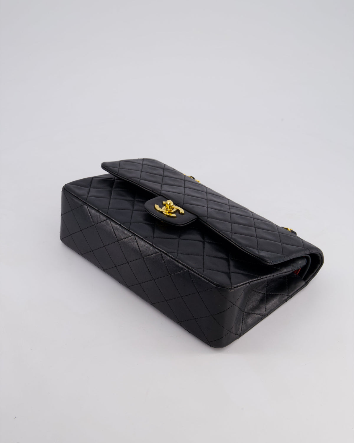 Chanel Vintage Black Medium Classic Double Flap Bag in Lambskin Leather with 24k Gold Hardware