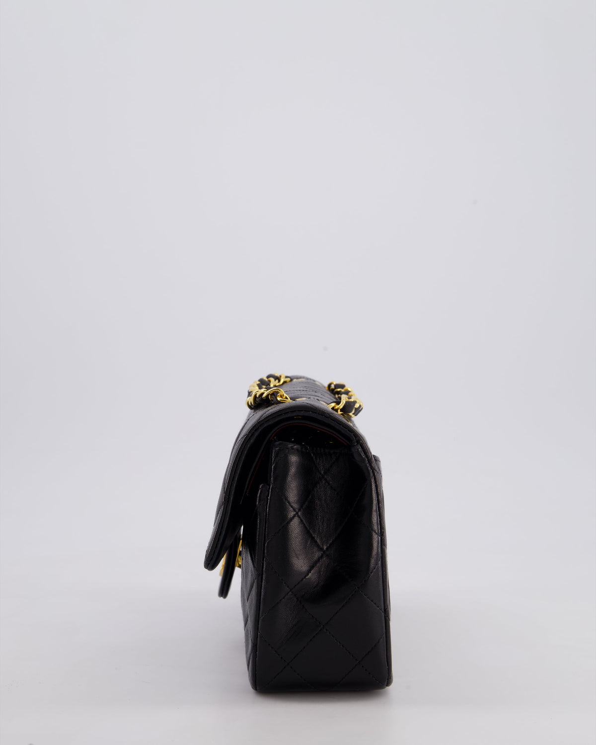 Chanel Vintage Black Medium Classic Double Flap Bag in Lambskin Leather with 24k Gold Hardware
