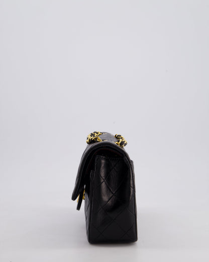 Chanel Vintage Black Medium Classic Double Flap Bag in Lambskin Leather with 24k Gold Hardware