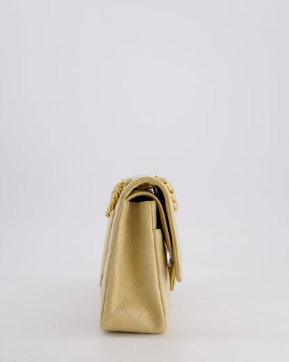 Chanel Vintage Beige Classic Medium Double Flap Bag in Lambskin Leather with 24k Gold Hardware