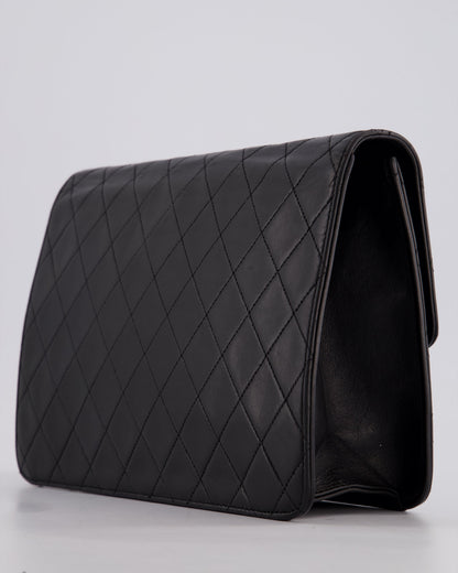 Chanel Vintage Black Medium Single Flap Bag in Lambskin Leather with 24K Gold Hardware