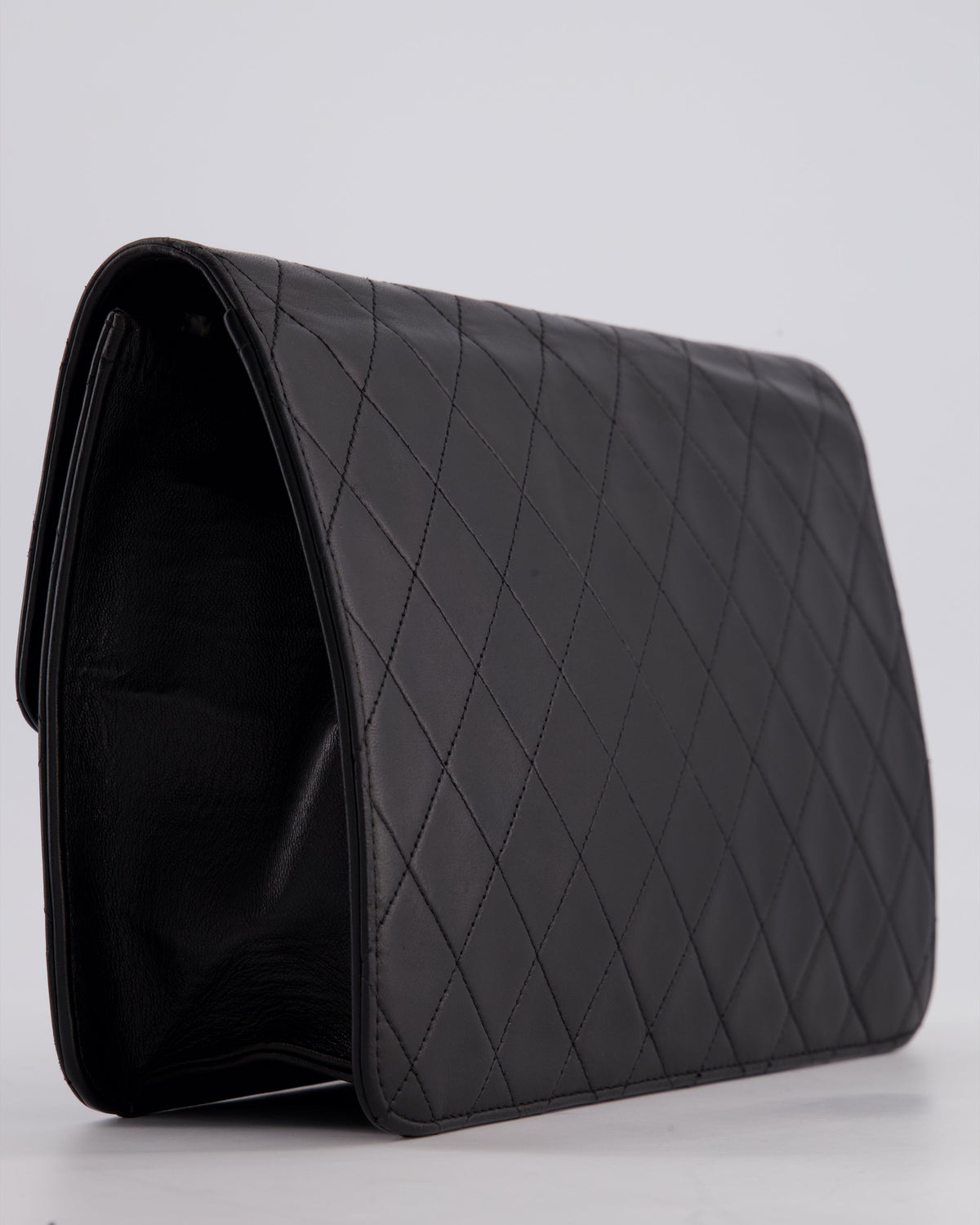 Chanel Vintage Black Medium Single Flap Bag in Lambskin Leather with 24K Gold Hardware