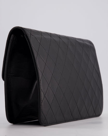 Chanel Vintage Black Medium Single Flap Bag in Lambskin Leather with 24K Gold Hardware
