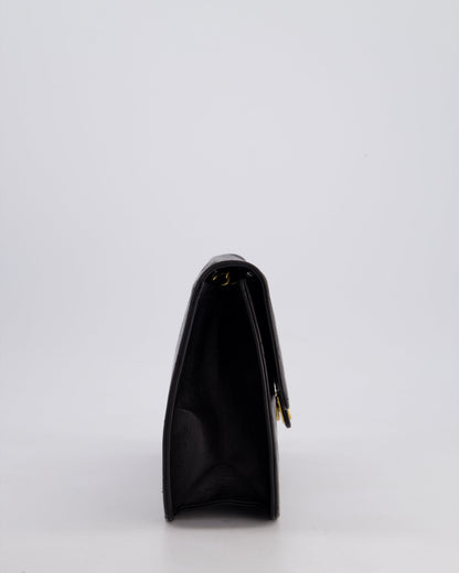 Chanel Vintage Black Medium Single Flap Bag in Lambskin Leather with 24K Gold Hardware