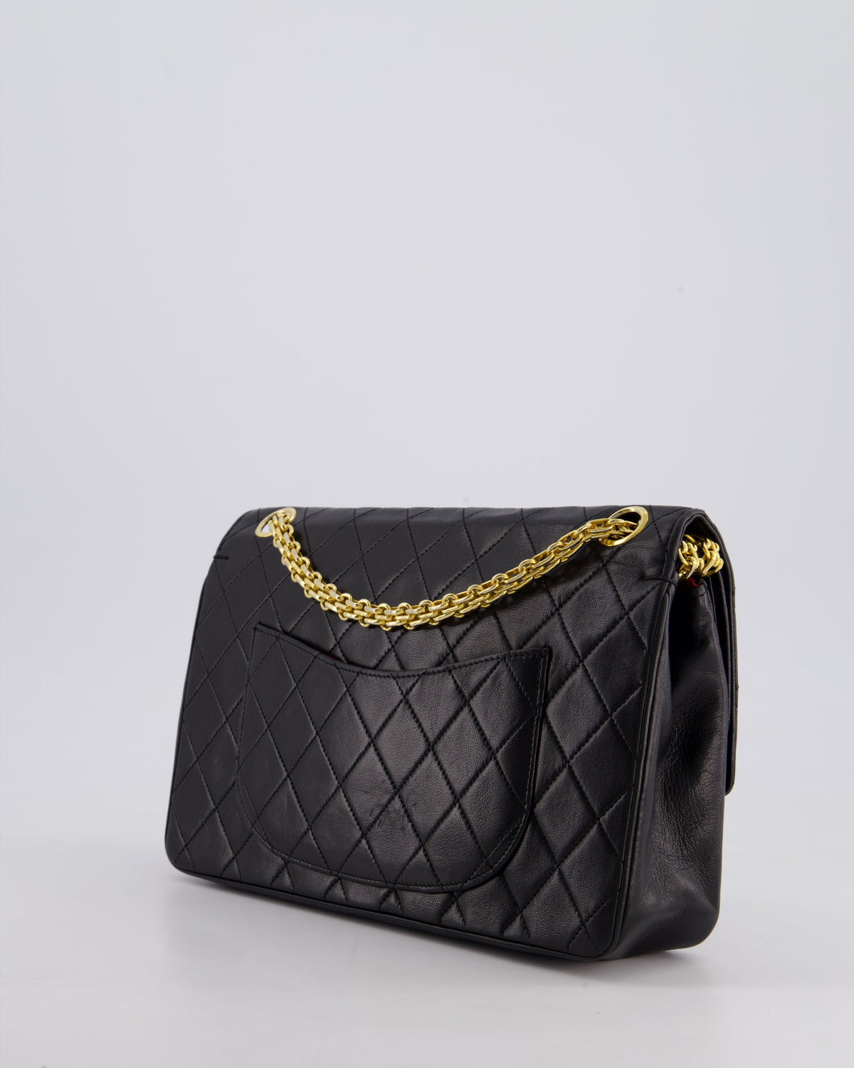 *RARE VINTAGE* Chanel Vintage Black Medium Classic Double Flap Bag in Lambskin Leather with 24k Gold Hardware and Mademoiselle Chain