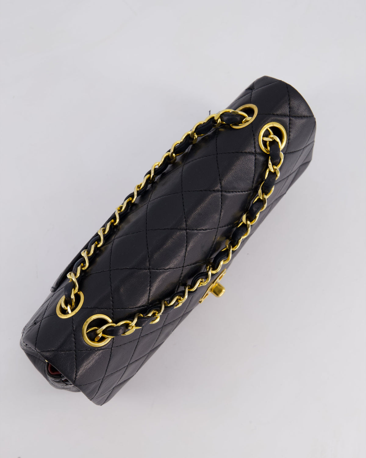 Chanel Vintage Black Small Classic Double Flap Bag in Lambskin Leather with 24k Gold Hardware