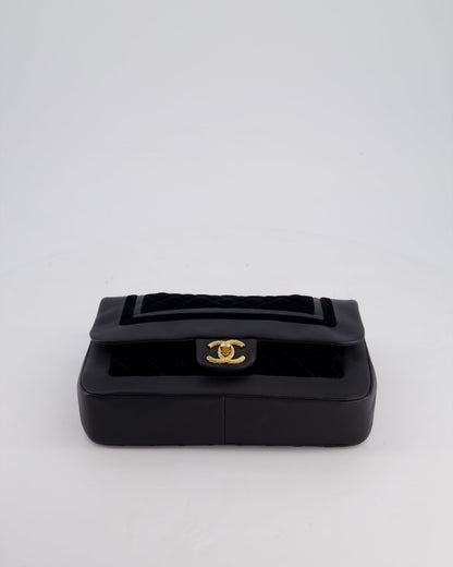 Chanel Black Medium Flap Bag in Lambskin Leather and Velvet with Rope CC Logo Detail