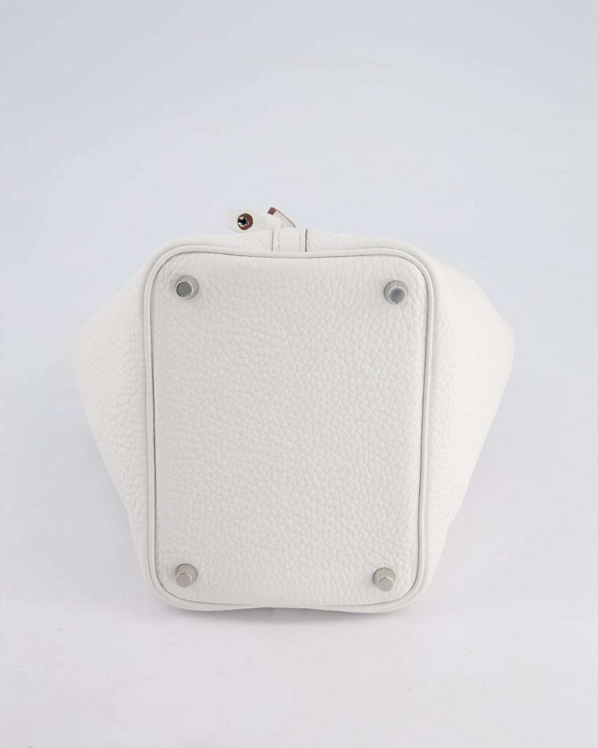 Hermès Picotin Lock Bag 18cm in New White Clemence Leather with Vert Fizz Interior Handles and Palladium Hardware