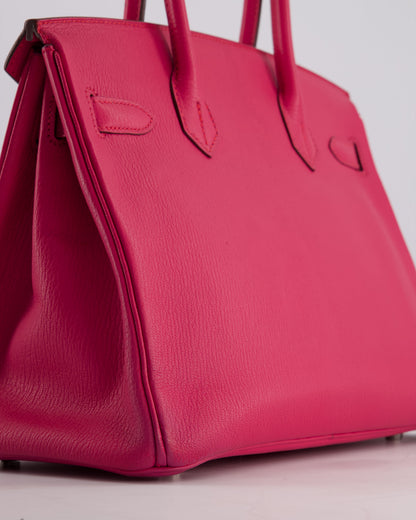 *HOT* Hermès Birkin Bag 30cm Retourne in Rose Shocking Chèvre Mysore Leather with Palladium Hardware