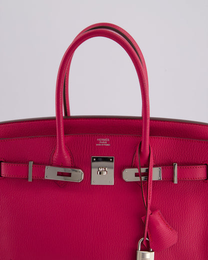 *HOT* Hermès Birkin Bag 30cm Retourne in Rose Shocking Chèvre Mysore Leather with Palladium Hardware