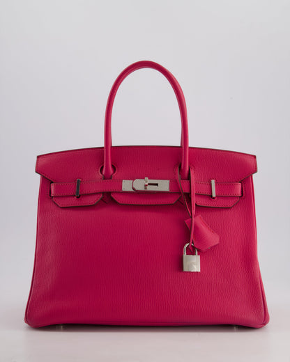 *HOT* Hermès Birkin Bag 30cm Retourne in Rose Shocking Chèvre Mysore Leather with Palladium Hardware