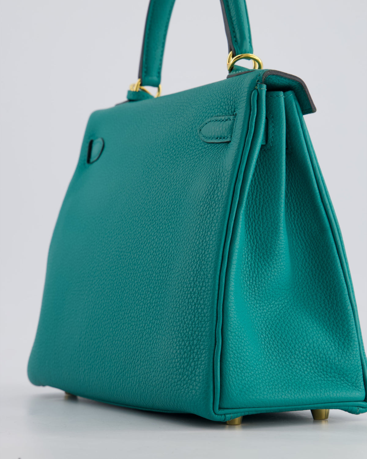 Hermès Kelly Retourne Bag 25cm in Bleu Lagon Togo Leather with Gold Hardware