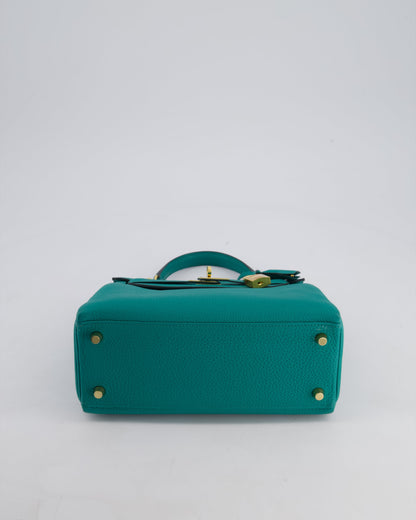 Hermès Kelly Retourne Bag 25cm in Bleu Lagon Togo Leather with Gold Hardware