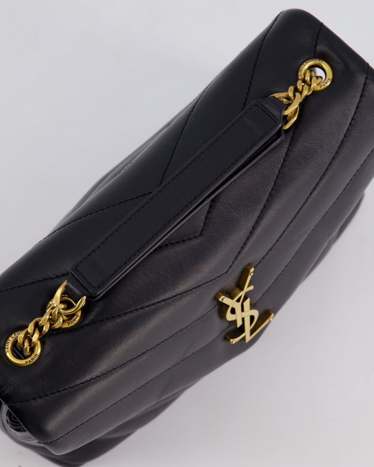 Saint Laurent Small Black Loulou Bag in Calfskin Leather with Gold Hardware