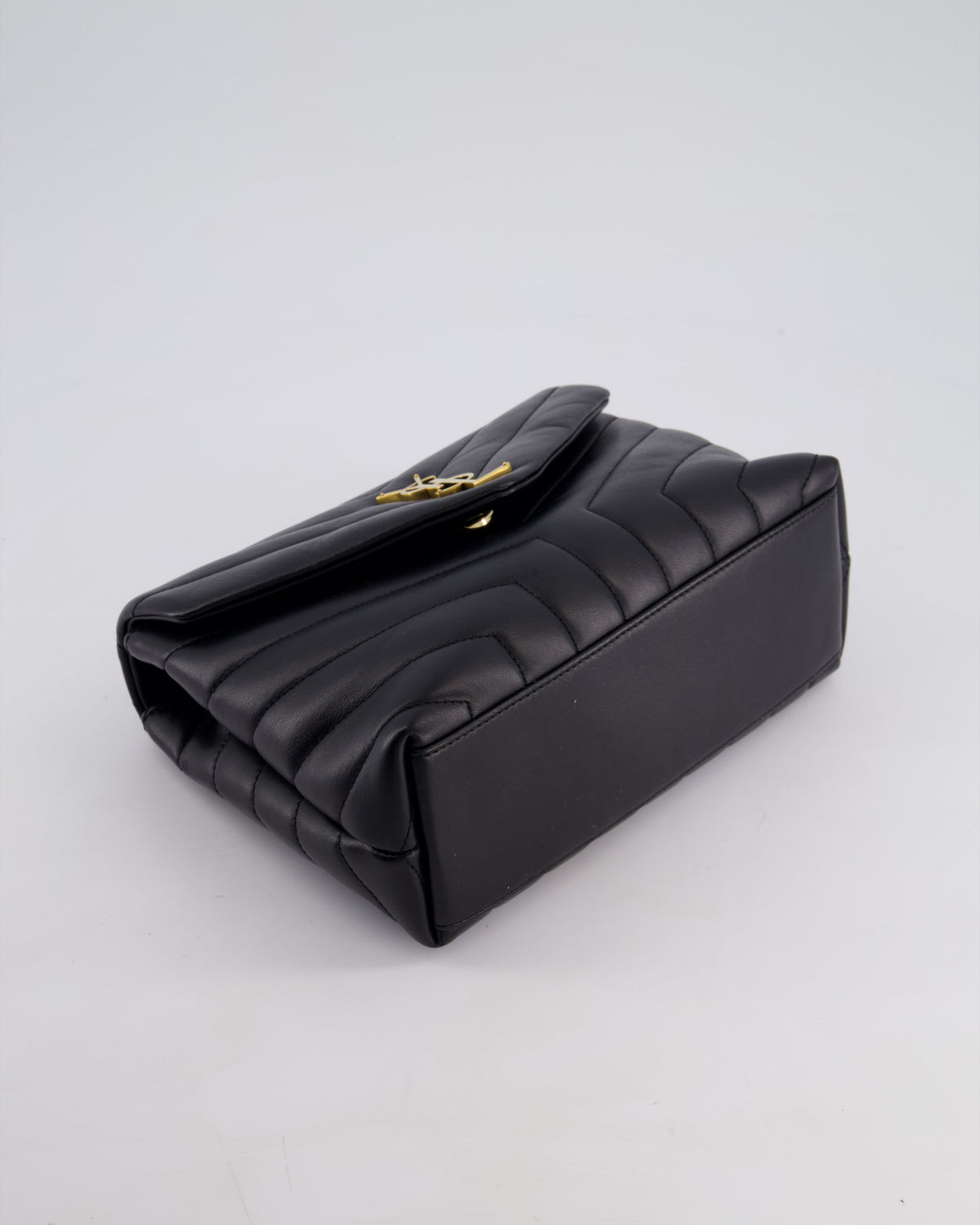 Saint Laurent Small Black Loulou Bag in Calfskin Leather with Gold Hardware