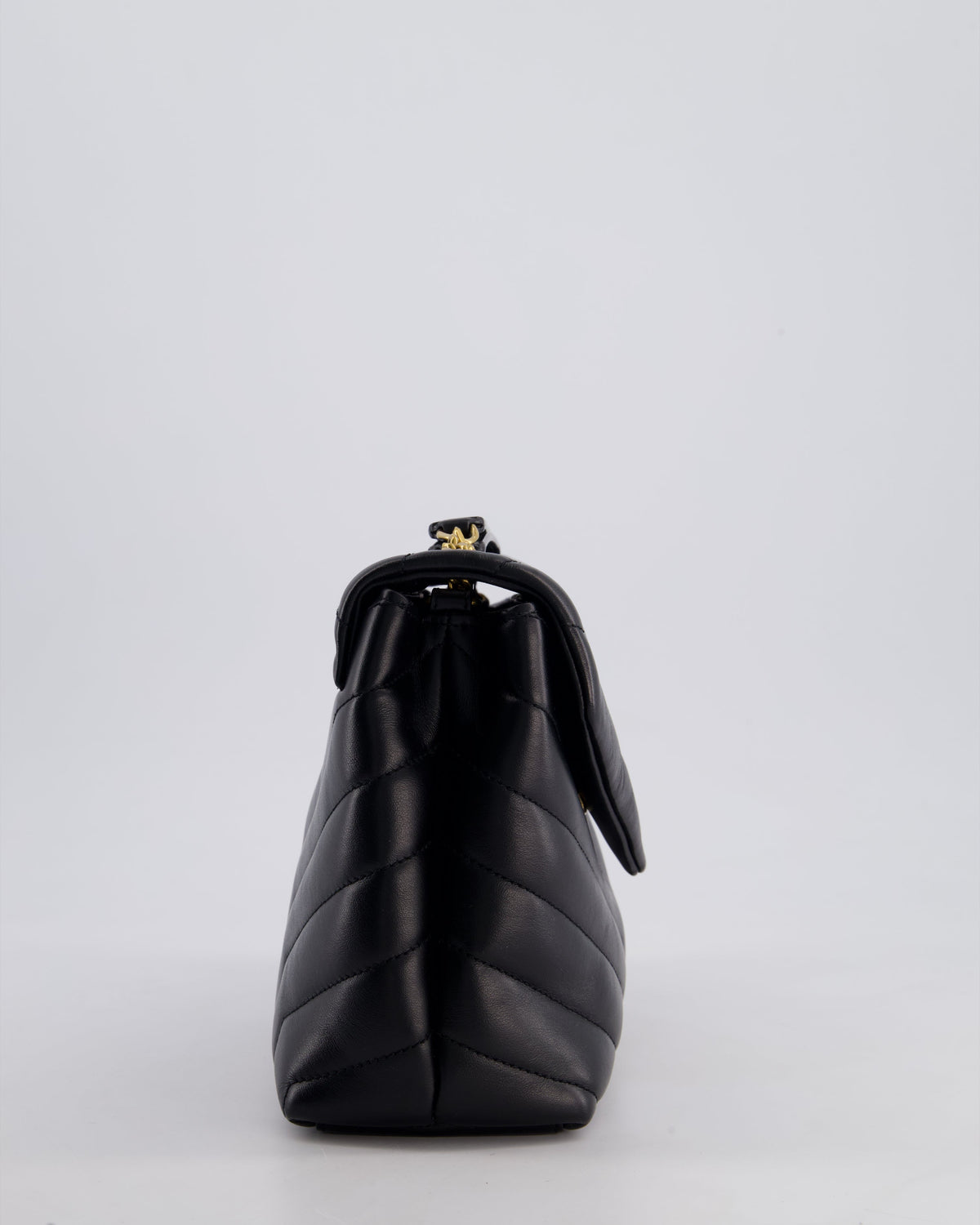 Saint Laurent Small Black Loulou Bag in Calfskin Leather with Gold Hardware