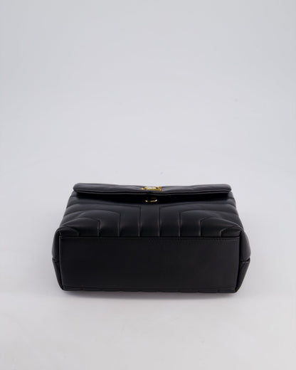 Saint Laurent Small Black Loulou Bag in Calfskin Leather with Gold Hardware
