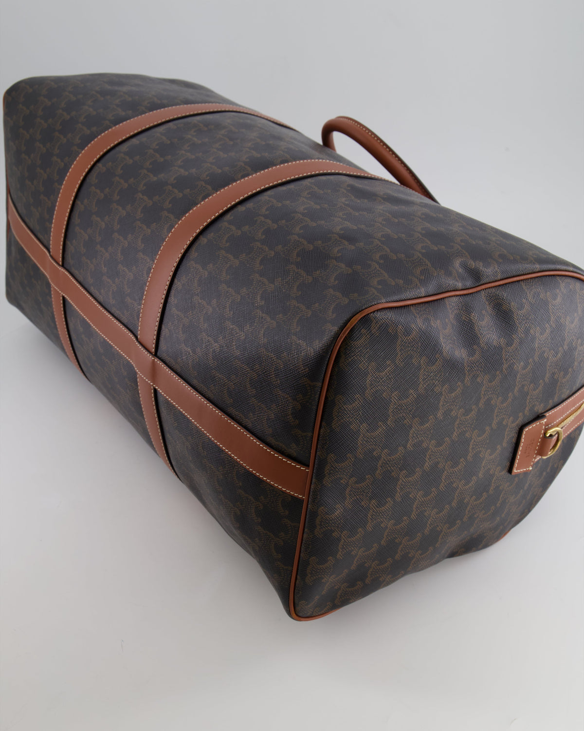 Céline Brown Triomphe Large Travel Bag in Canvas and Calfskin with Gold Hardware RRP £1,950