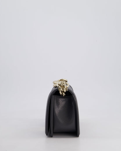 *HOT* Chanel Stone Grey Small Boy Bag in Caviar Leather with Champagne Gold Hardware