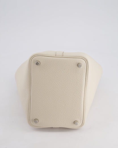 *HOT* Hermès Picotin Lock Bag 18cm in Craie Clemence Leather with Palladium Hardware