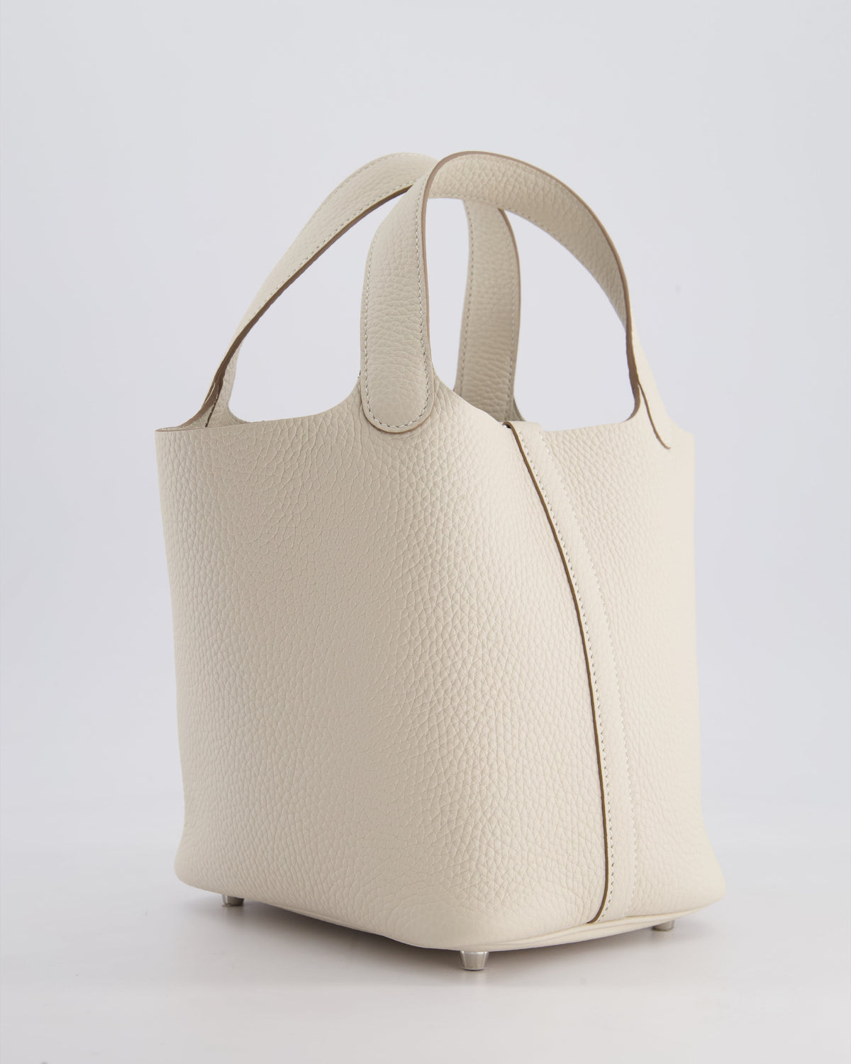 *HOT* Hermès Picotin Lock Bag 18cm in Craie Clemence Leather with Palladium Hardware