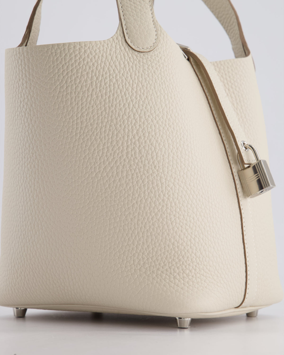 *HOT* Hermès Picotin Lock Bag 18cm in Craie Clemence Leather with Palladium Hardware
