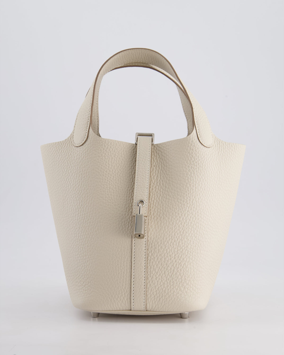 *HOT* Hermès Picotin Lock Bag 18cm in Craie Clemence Leather with Palladium Hardware