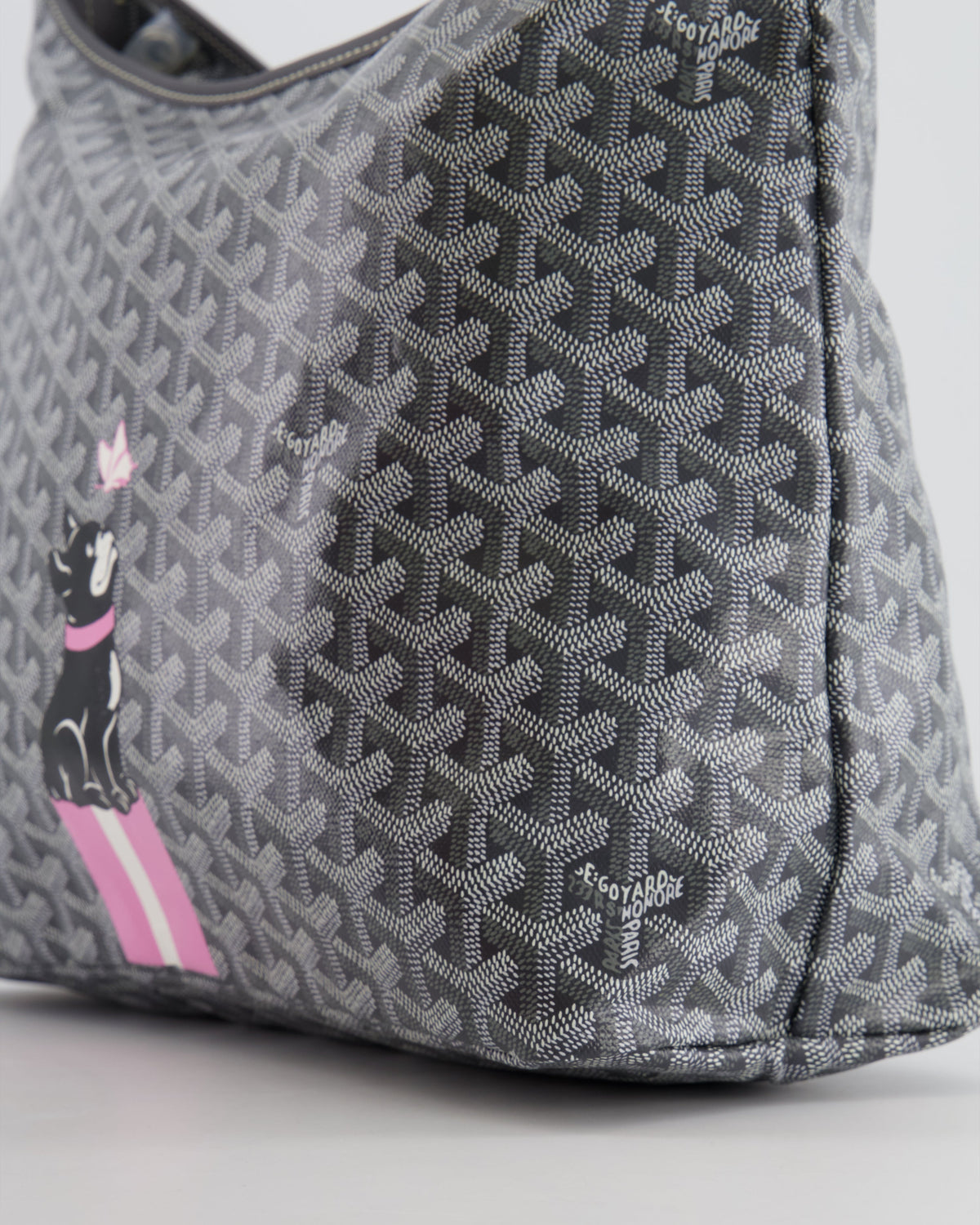 Goyard Grey Goyardine Canvas Boheme Hobo Bag with Dog Print