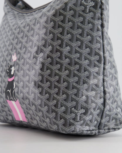 Goyard Grey Goyardine Canvas Boheme Hobo Bag with Dog Print