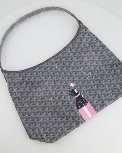 Goyard Grey Goyardine Canvas Boheme Hobo Bag with Dog Print