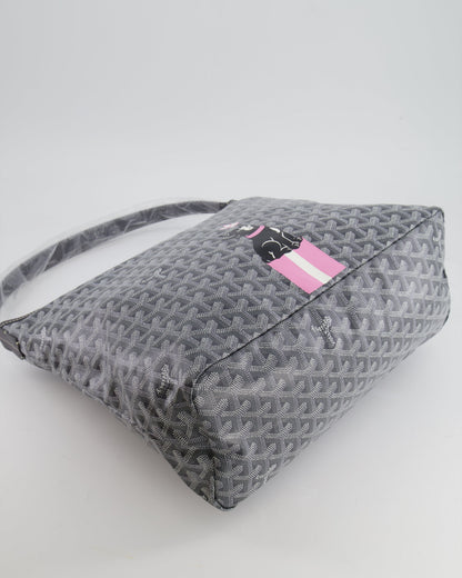 Goyard Grey Goyardine Canvas Boheme Hobo Bag with Dog Print