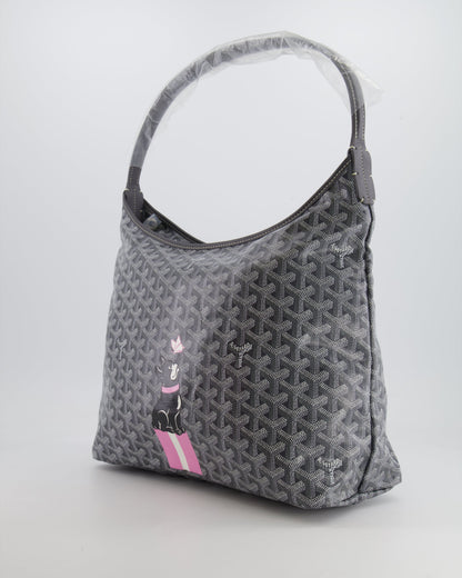 Goyard Grey Goyardine Canvas Boheme Hobo Bag with Dog Print