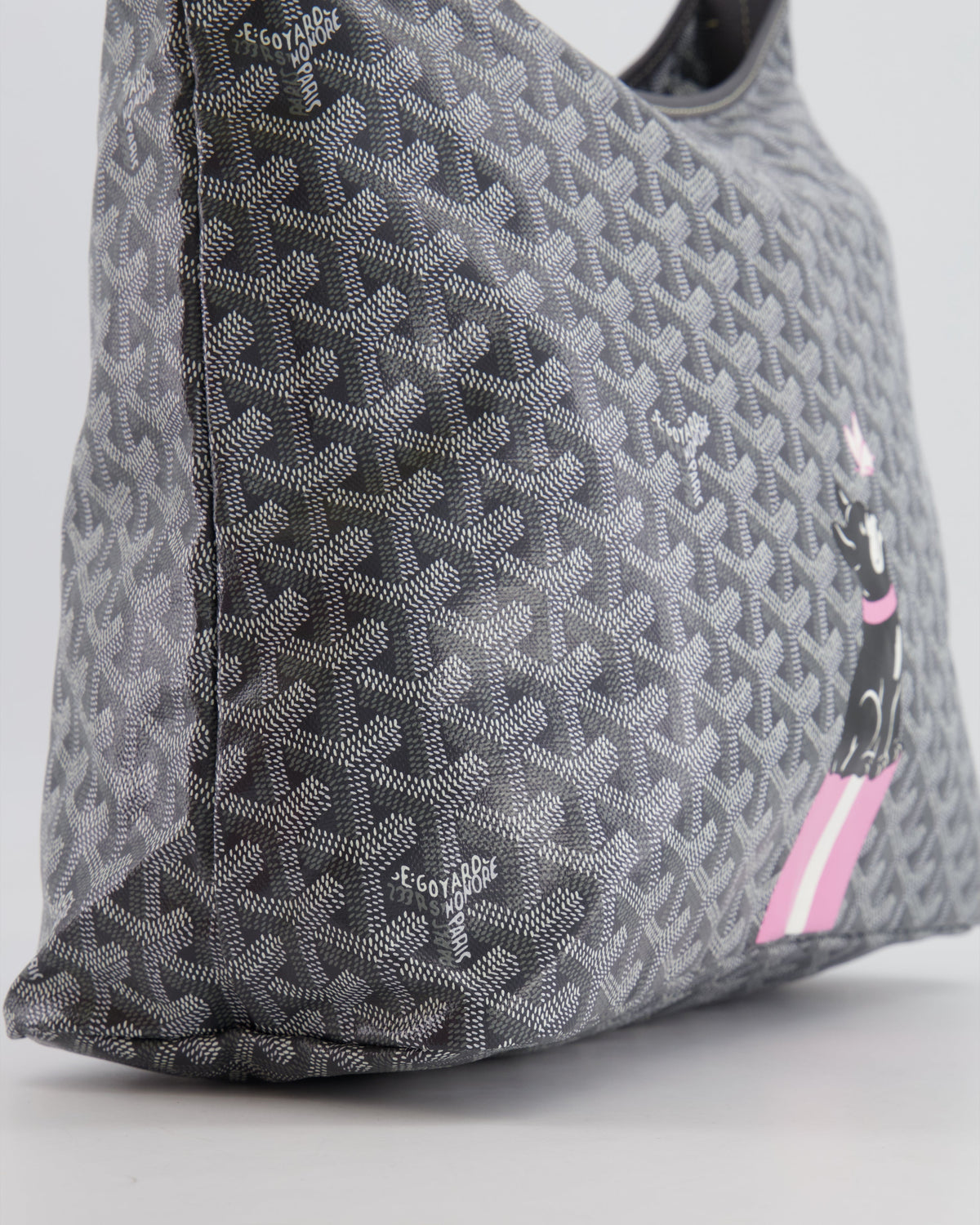 Goyard Grey Goyardine Canvas Boheme Hobo Bag with Dog Print
