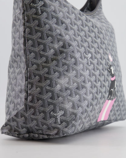 Goyard Grey Goyardine Canvas Boheme Hobo Bag with Dog Print