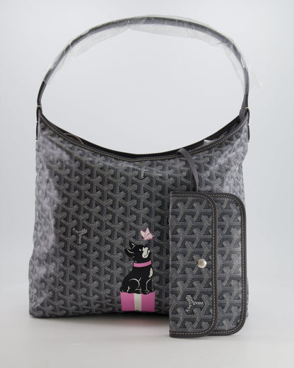 Goyard Grey Goyardine Canvas Boheme Hobo Bag with Dog Print