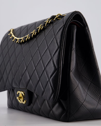 *FIRE PRICE* Chanel Black Maxi Classic Double Flap Bag in Lambskin Leather with Gold Hardware RRP £10,060