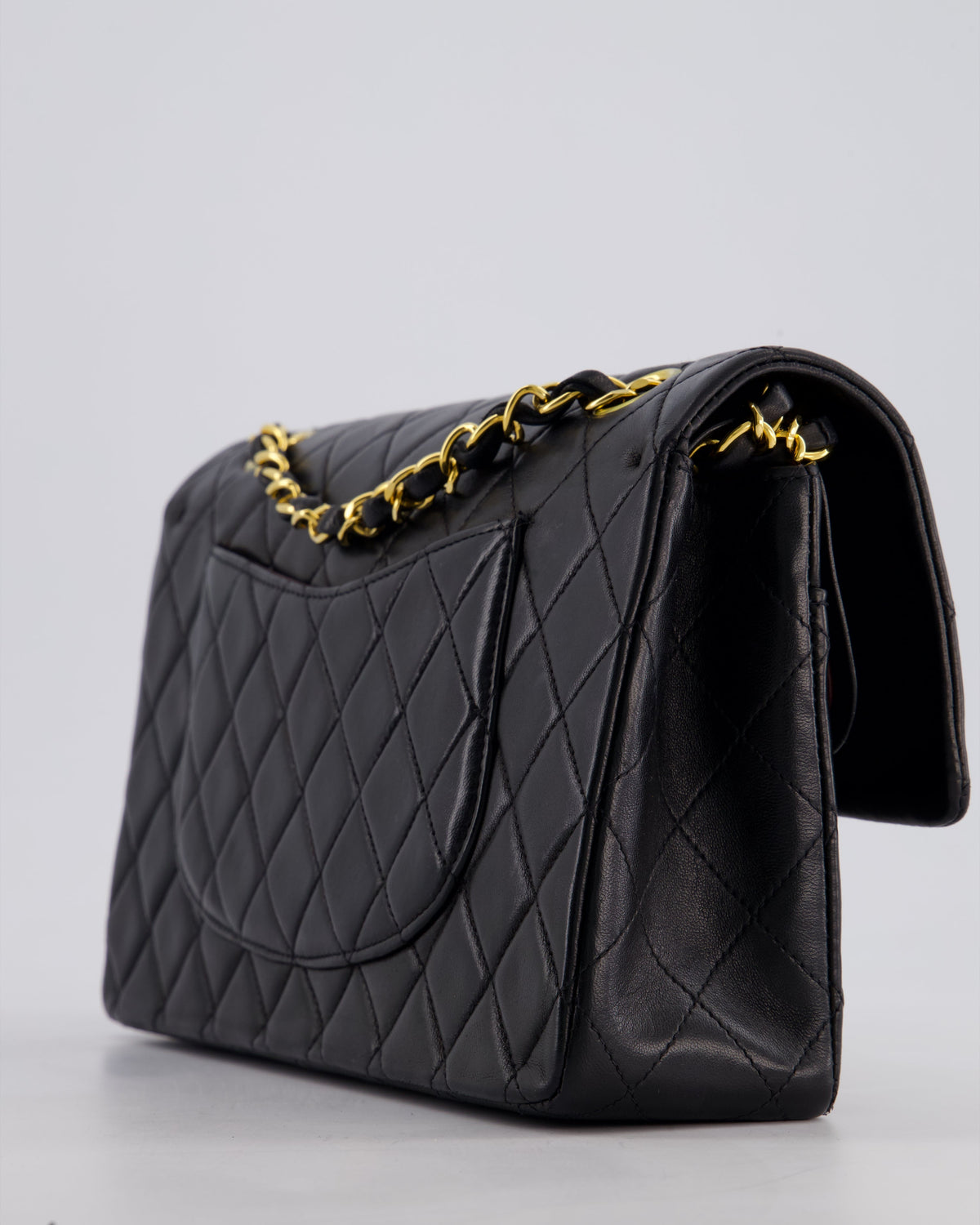 *AMAZING CONDITION* Chanel Vintage Black Medium Classic Double Flap Bag in Lambskin Leather with 24k Gold Hardware