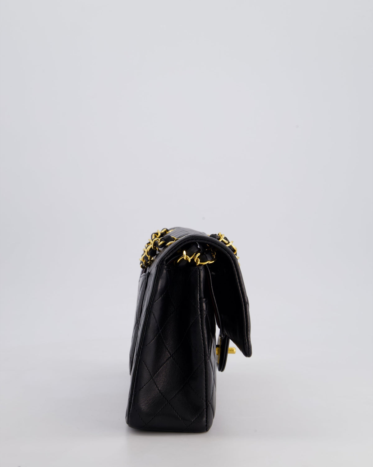 *AMAZING CONDITION* Chanel Vintage Black Medium Classic Double Flap Bag in Lambskin Leather with 24k Gold Hardware