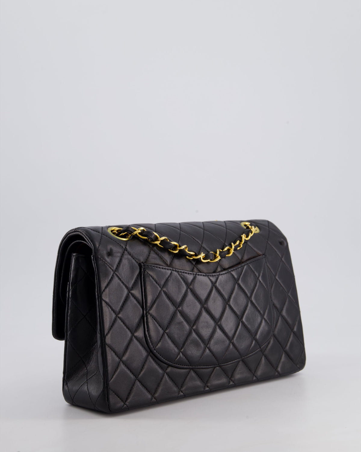 *AMAZING CONDITION* Chanel Vintage Black Medium Classic Double Flap Bag in Lambskin Leather with 24k Gold Hardware