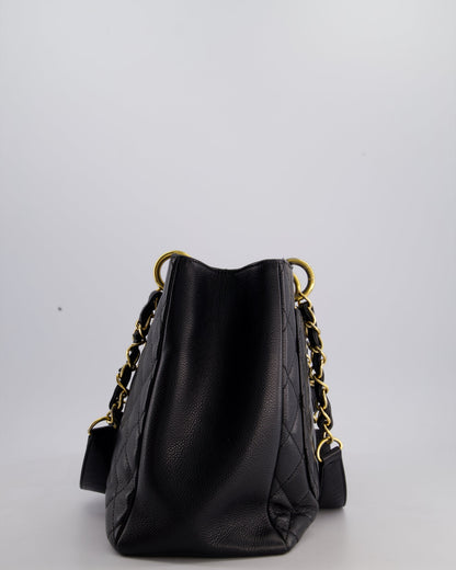 Chanel Black GST Grand Shopper Tote Bag in Caviar Leather with Gold Hardware