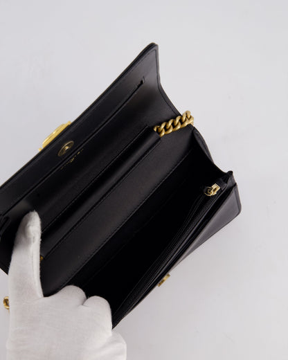 *HOT* Chanel Black Boy Wallet on Chain in Caviar Leather with Brushed Gold Hardware